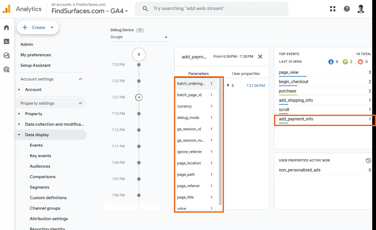 Add payment info ga4 debug