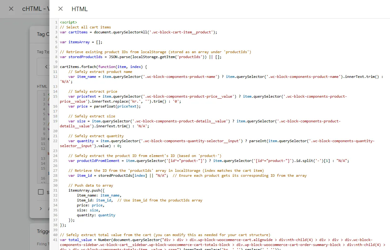View cart code