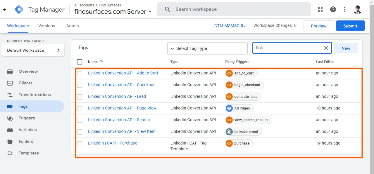 Linkedin all server tag