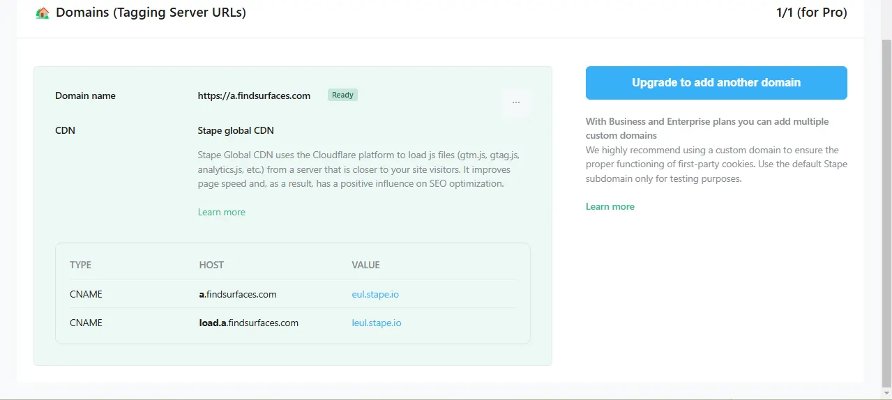 Find stap.io server custom domain