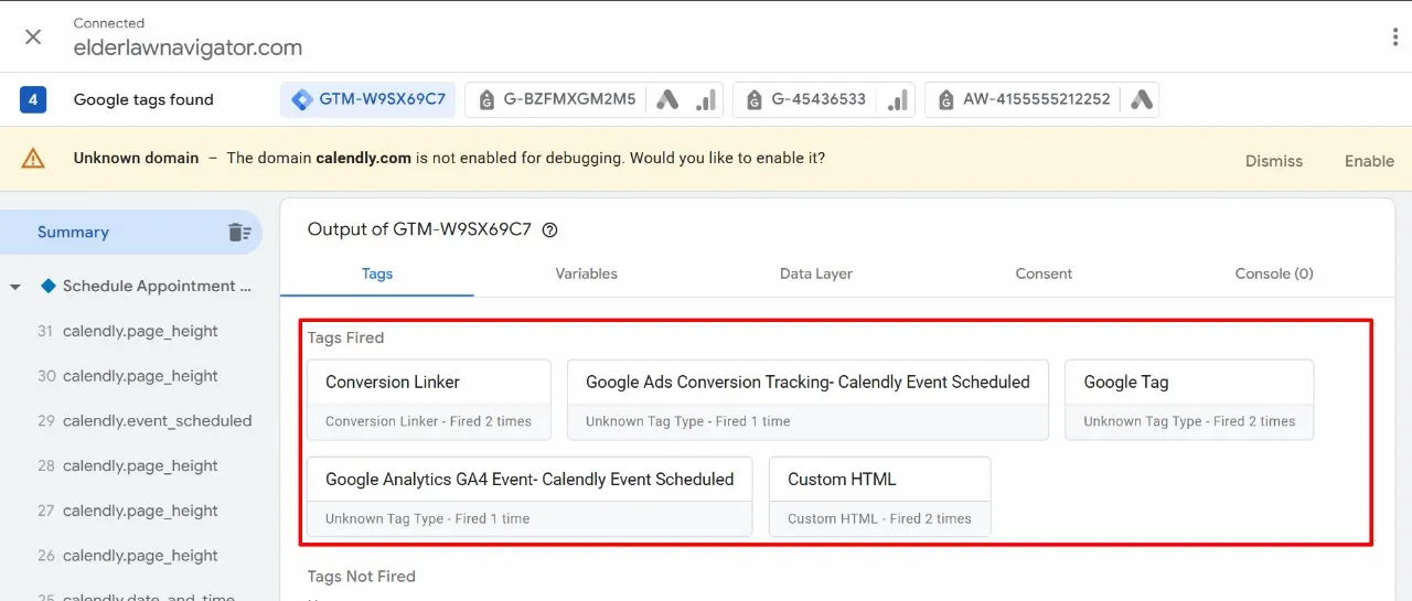 Google ads calendly tracking