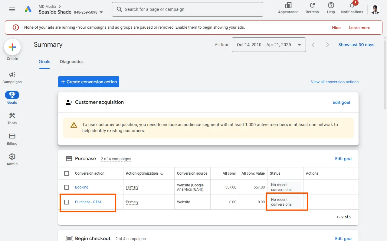 Acuity form google ads conversion tracking in google ads