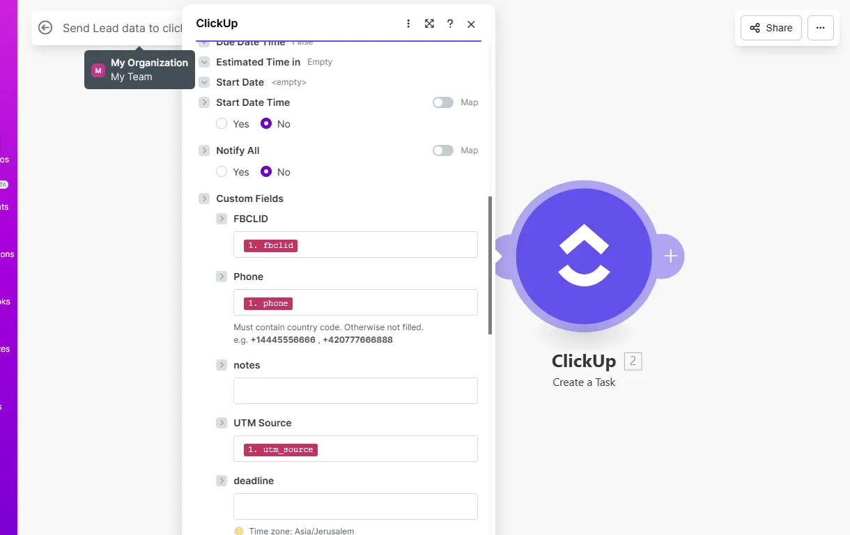Create clickup module in make